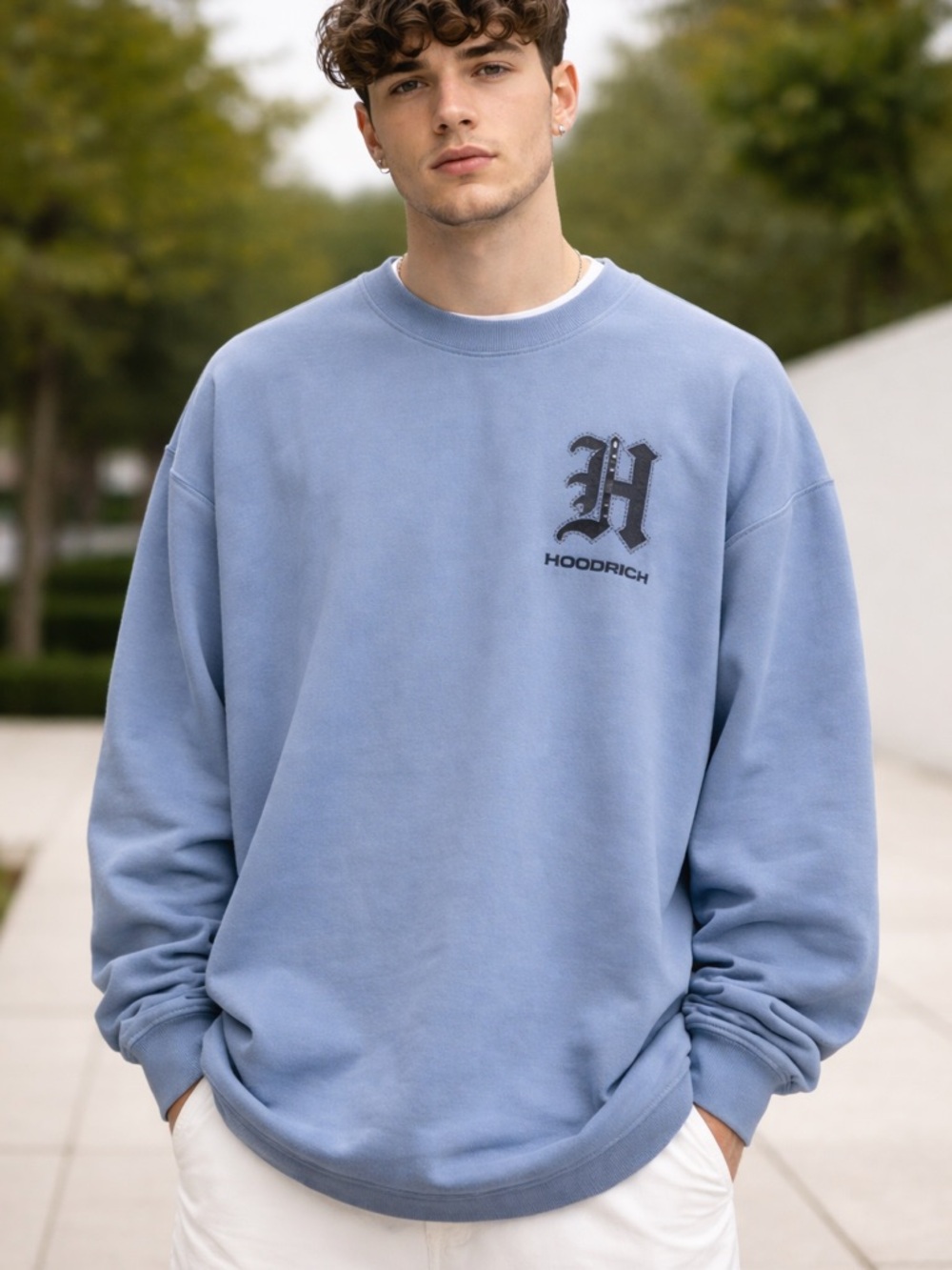 Hoodrich Men's Long Sleeve Gradient Crewneck Shirt - Charcoal Gray NWT
